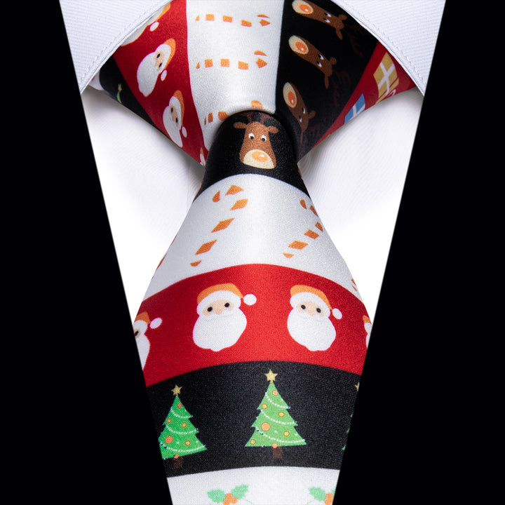  White Red Green Novelty Christmas Silk Necktie for Men