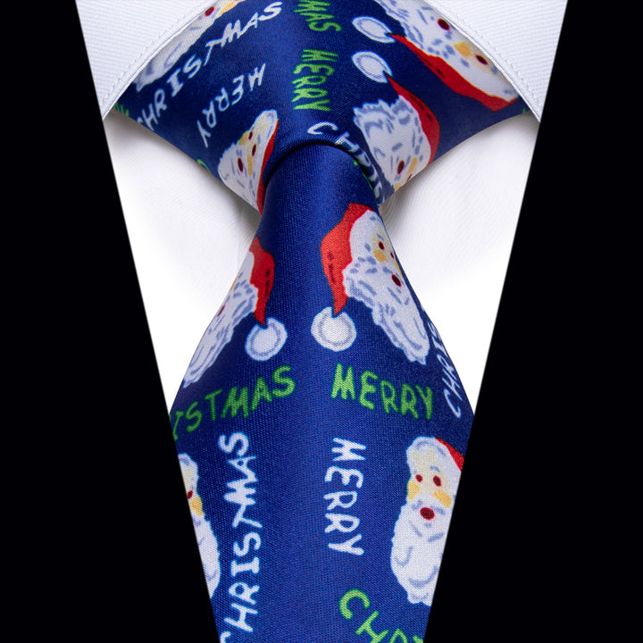 YourTies Blue Tie Santa Claus Christmas Silk Necktie