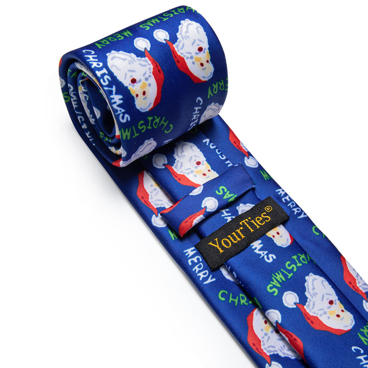 YourTies Blue Tie Santa Claus Christmas Silk Necktie