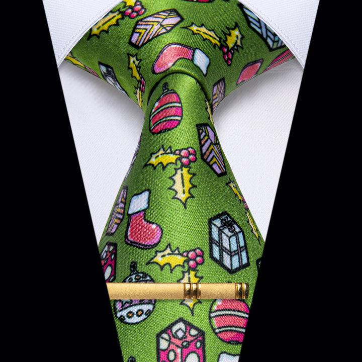 Christmas lime green necktie red silk tie