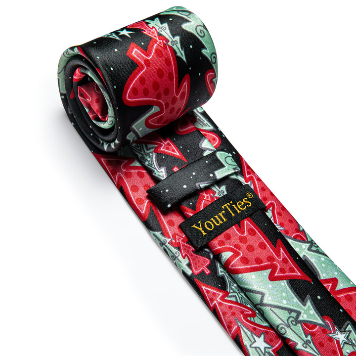  Christmas Necktie Black Colorful Christmas Tree Silk Necktie