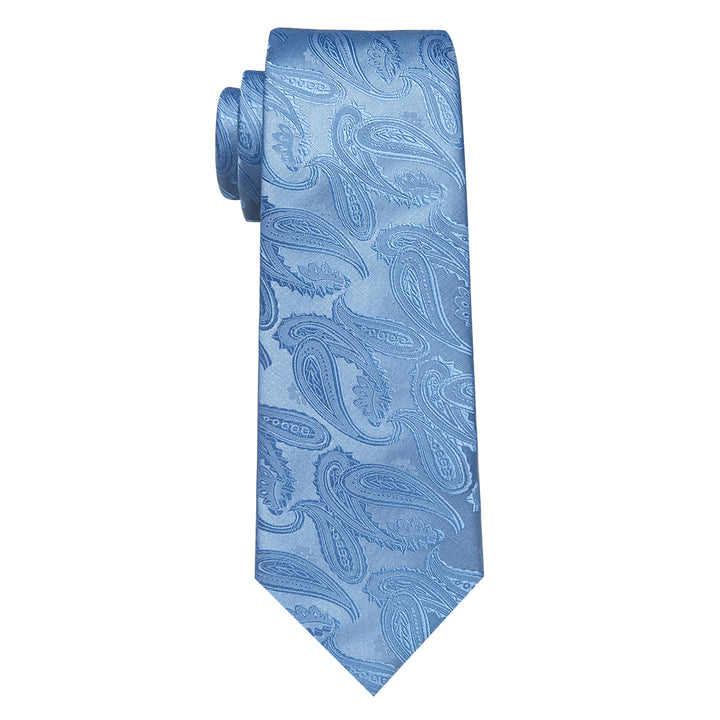 YourTies Light Blue Tie Sky Blue Paisley Silk Necktie