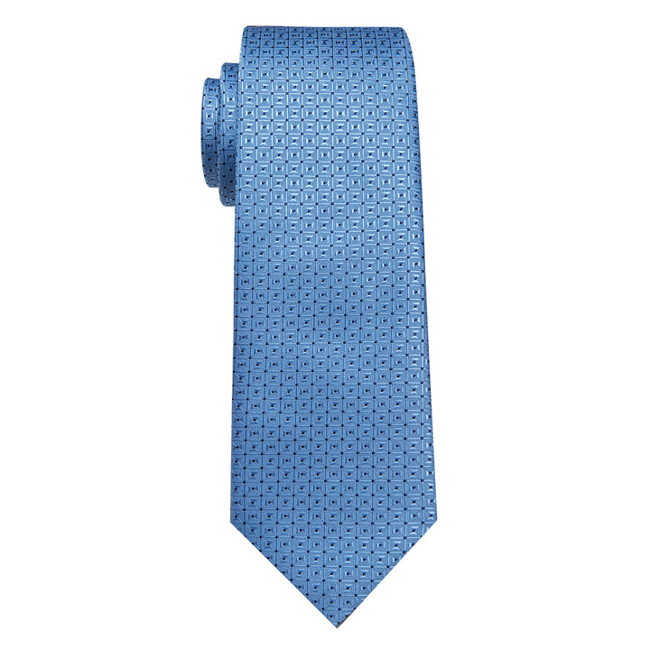 YourTies Sky Blue Plaid Silk Necktie