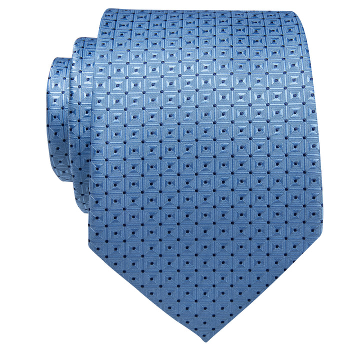 YourTies Sky Blue Plaid Silk Necktie