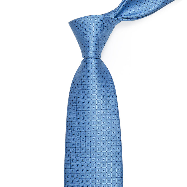 YourTies Sky Blue Plaid Silk Necktie