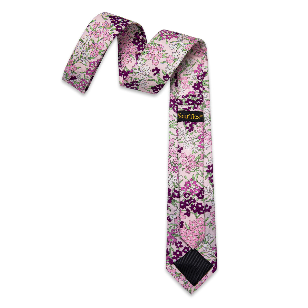 Fuchsia Pink Mens Floral Printed Skinny Tie Set with Tie Clip