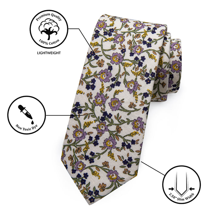 black suit white floral cottom tie