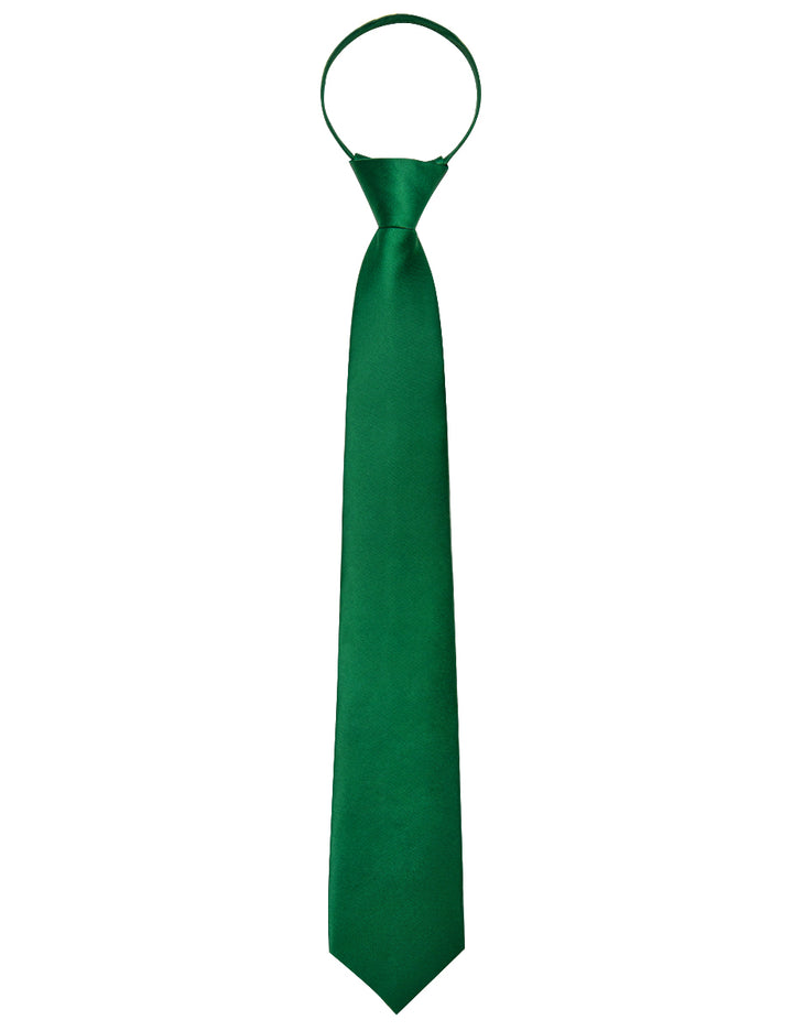 Emerald Green Solid Silk Zipper Necktie Pocket Square Set