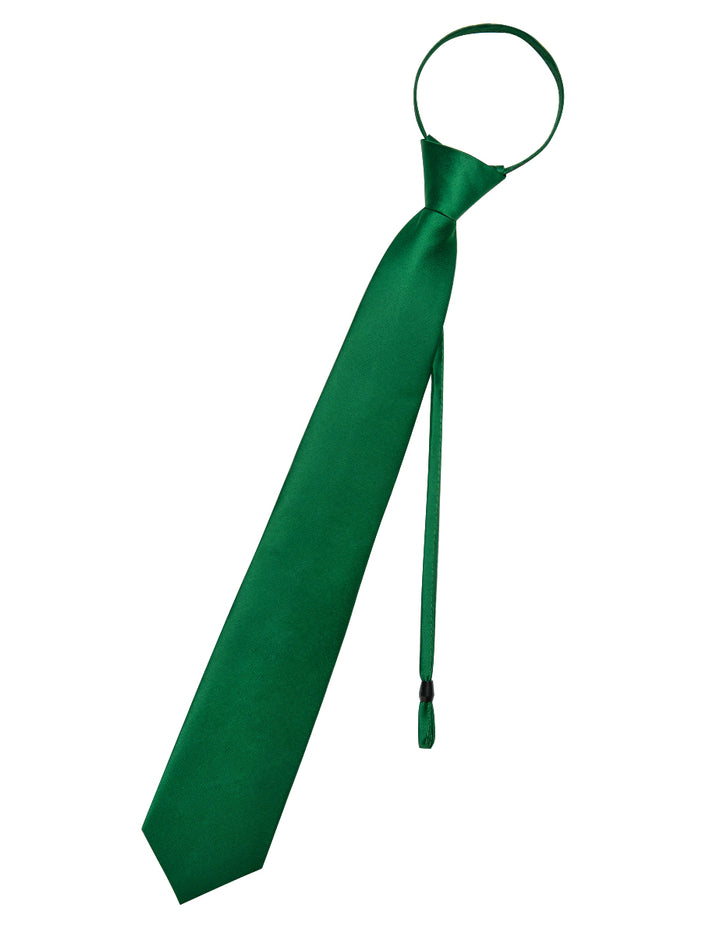 Emerald Green Solid Silk Zipper Necktie Pocket Square Set