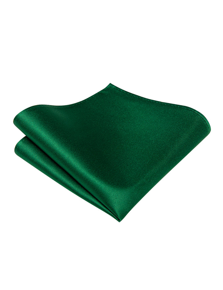 Emerald Green Solid Silk Zipper Necktie Pocket Square Set