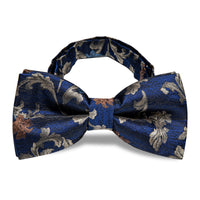 Deep Blue Tie Jacquard Tan Floral Grey Men's Pre-tied Bowtie