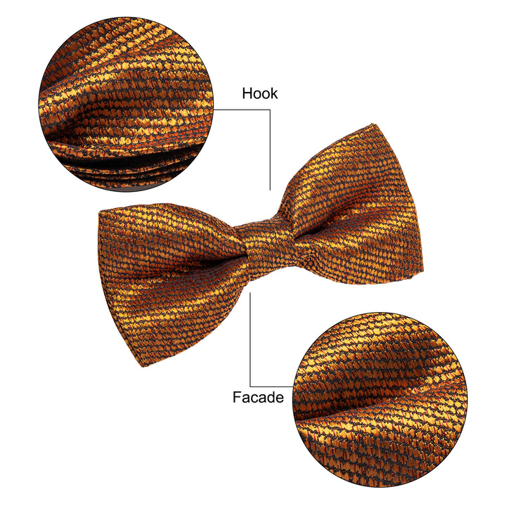 Men's Wedding Neck Tie Golden Solid Pre-tied Silk Bowtie