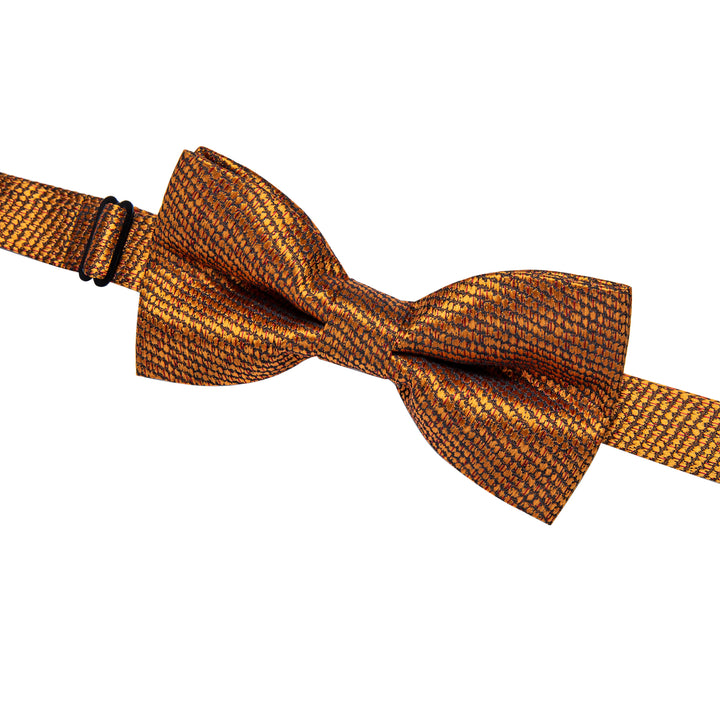 Men's Wedding Neck Tie Golden Solid Pre-tied Silk Bowtie