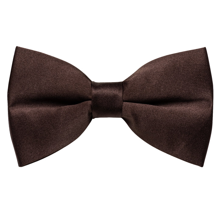  Brown Neck Tie Solid Pre-tied Bowtie