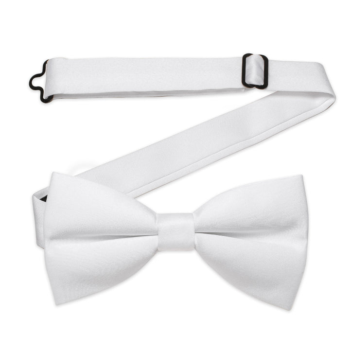  Mens Wedding Neck Tie White Solid Pre-tied Bowtie