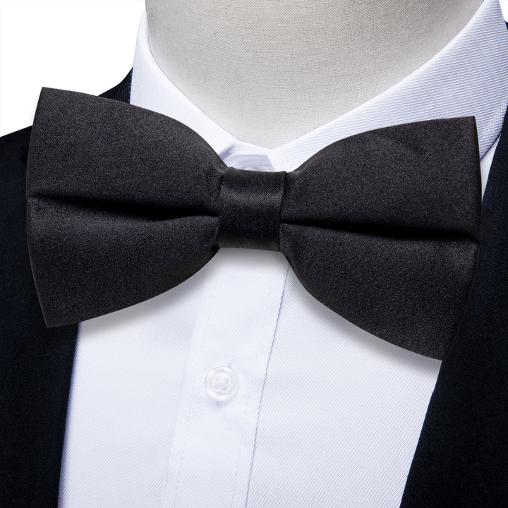 YourTies Black Ties Formal Solid Pre-tied Bowtie 