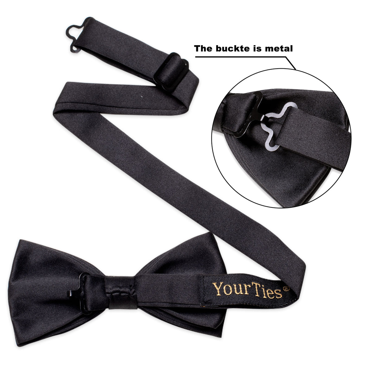 YourTies Black Ties Formal Solid Pre-tied Bowtie 