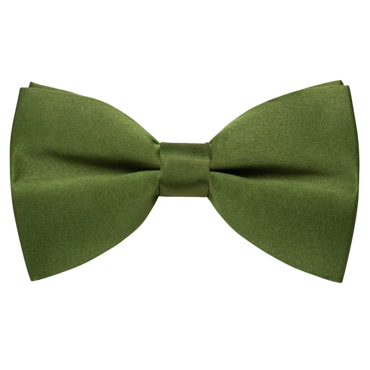  Sap Green Men's Tie Dark Olive Green Solid Pre-tied Bowtie