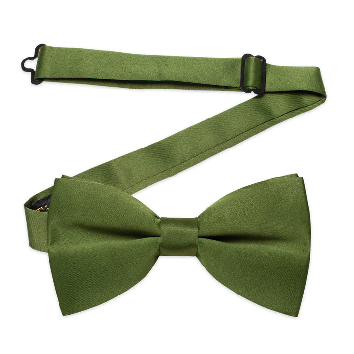  Sap Green Men's Tie Dark Olive Green Solid Pre-tied Bowtie