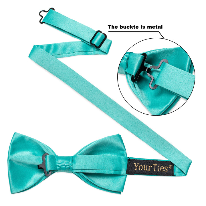 Teal Green Wedding Tie Turquoise Solid Pre-tied Bowtie