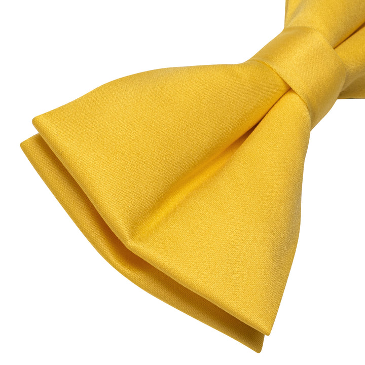  Light Yellow Neck Tie for Men Solid Wedding Pre-tied Bowtie