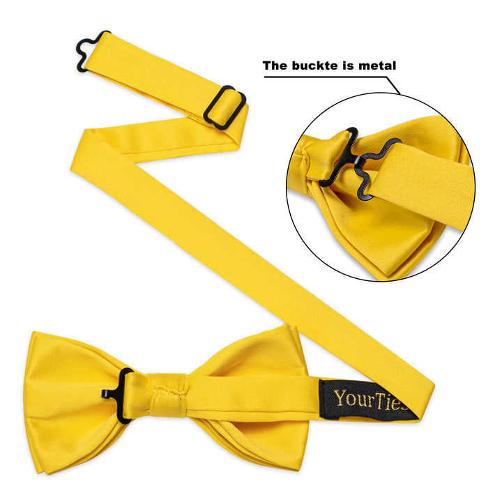  Light Yellow Neck Tie for Men Solid Wedding Pre-tied Bowtie