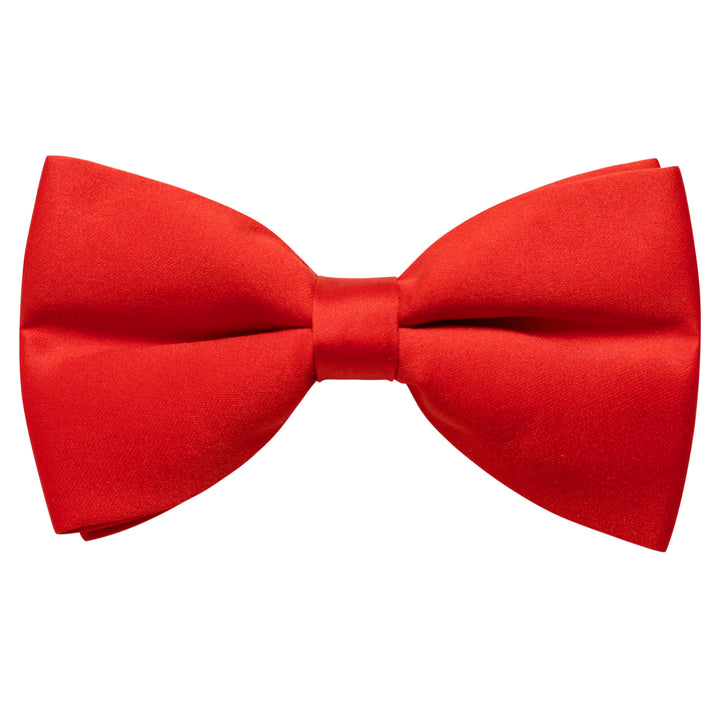 Red Necktie Kids Satin Solid Pre-tied Bowtie for Children