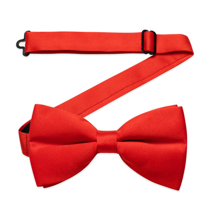 Red Necktie Kids Satin Solid Pre-tied Bowtie for Children