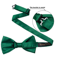 Deep Green Men's Tie Emerald Green Solid Tie Pre-tied Bowtie