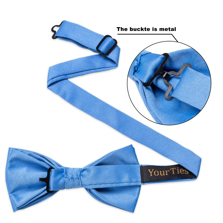 Light Blue Tie Sky Blue Solid Pre-tied Men's Wedding Bowtie