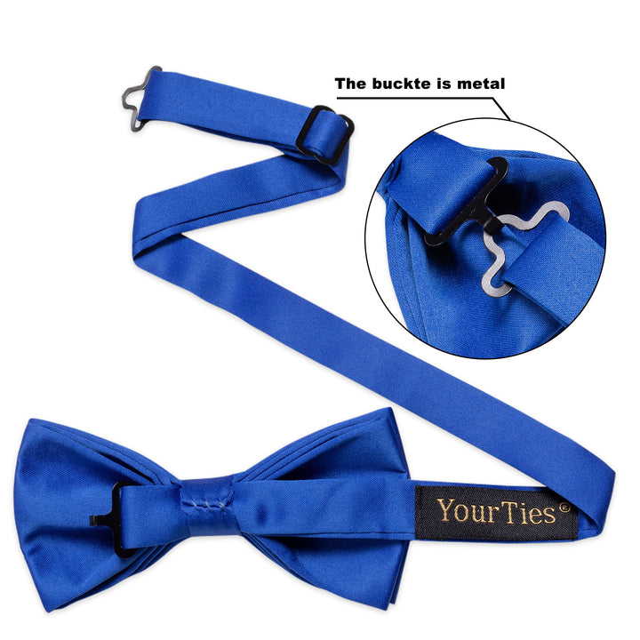 Wedding Necktie Royal Blue Solid Pre-tied Bow Tie for Men