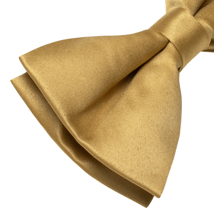 Men's Solid Tie Golden Solid Pre-tied Wedding Bowtie