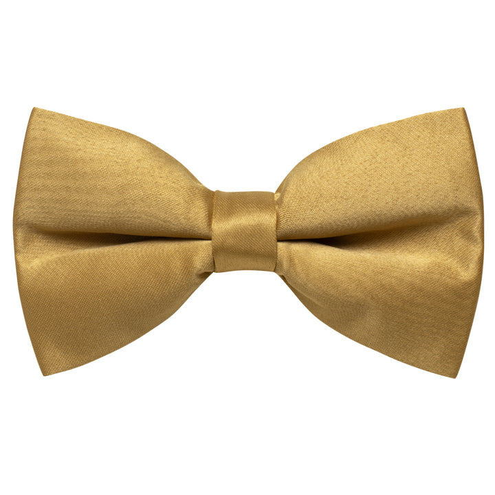 Men's Solid Tie Golden Solid Pre-tied Wedding Bowtie