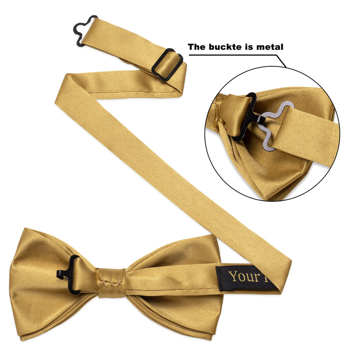 Men's Solid Tie Golden Solid Pre-tied Wedding Bowtie