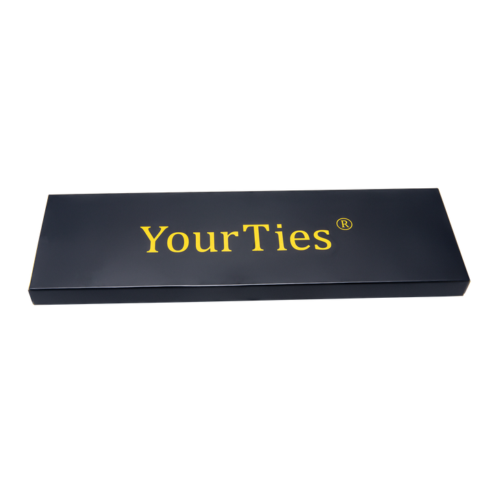 YourTies Navy Blue Novelty Silk Necktie with Golden Tie Clip